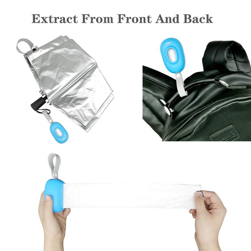 YUCHIYA Disposable Bags Dispenser with Silicon Belt Dog Poop Waste Bags Holder with 1 Roll White Strawberry Scented Bags for Holding Trash Pet Poo Doo (Blue) - Image 2